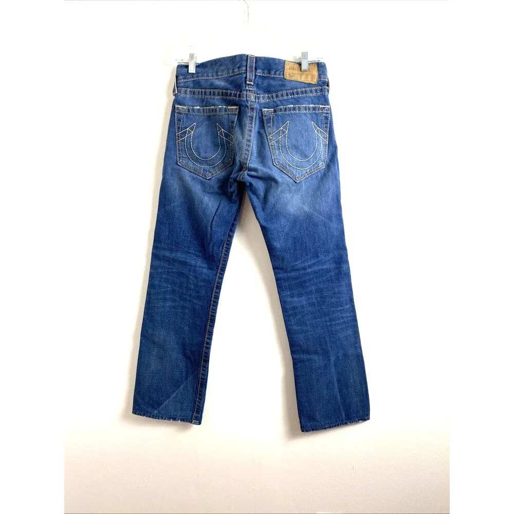 True Religion Denim Jeans Size 30 Straight Blue Stitched Western Cowboy Cotton